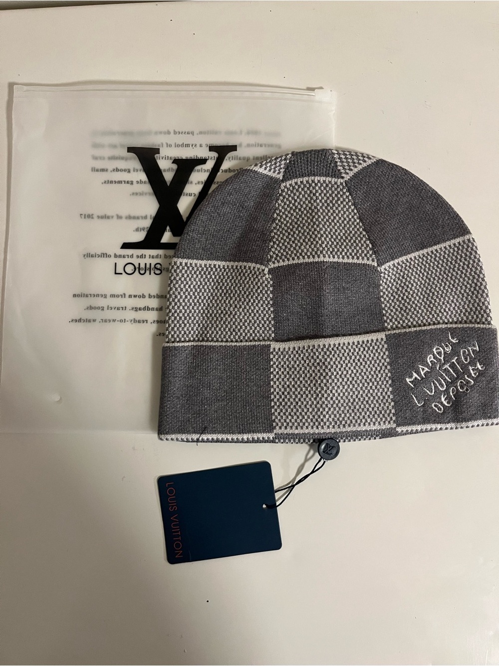 Louis Vuitton Grey Monogram Knit Beanie